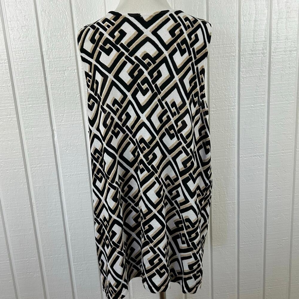 Chicos Tank Sweater Sleeveless Neutral Geo Print Women Black Mature Size XL - Picture 5 of 6